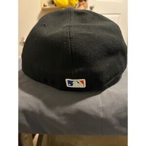 New Era 59FIFTY New York Mets Fitted Hat 7 3/4 Black Blue MLB On-Field Cap